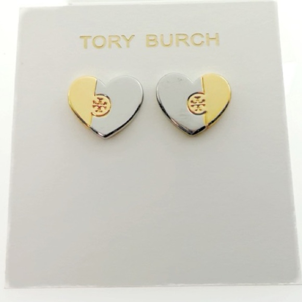 TORY BURCH Puzzle Heart Stud Earrings - Picture 4 of 4